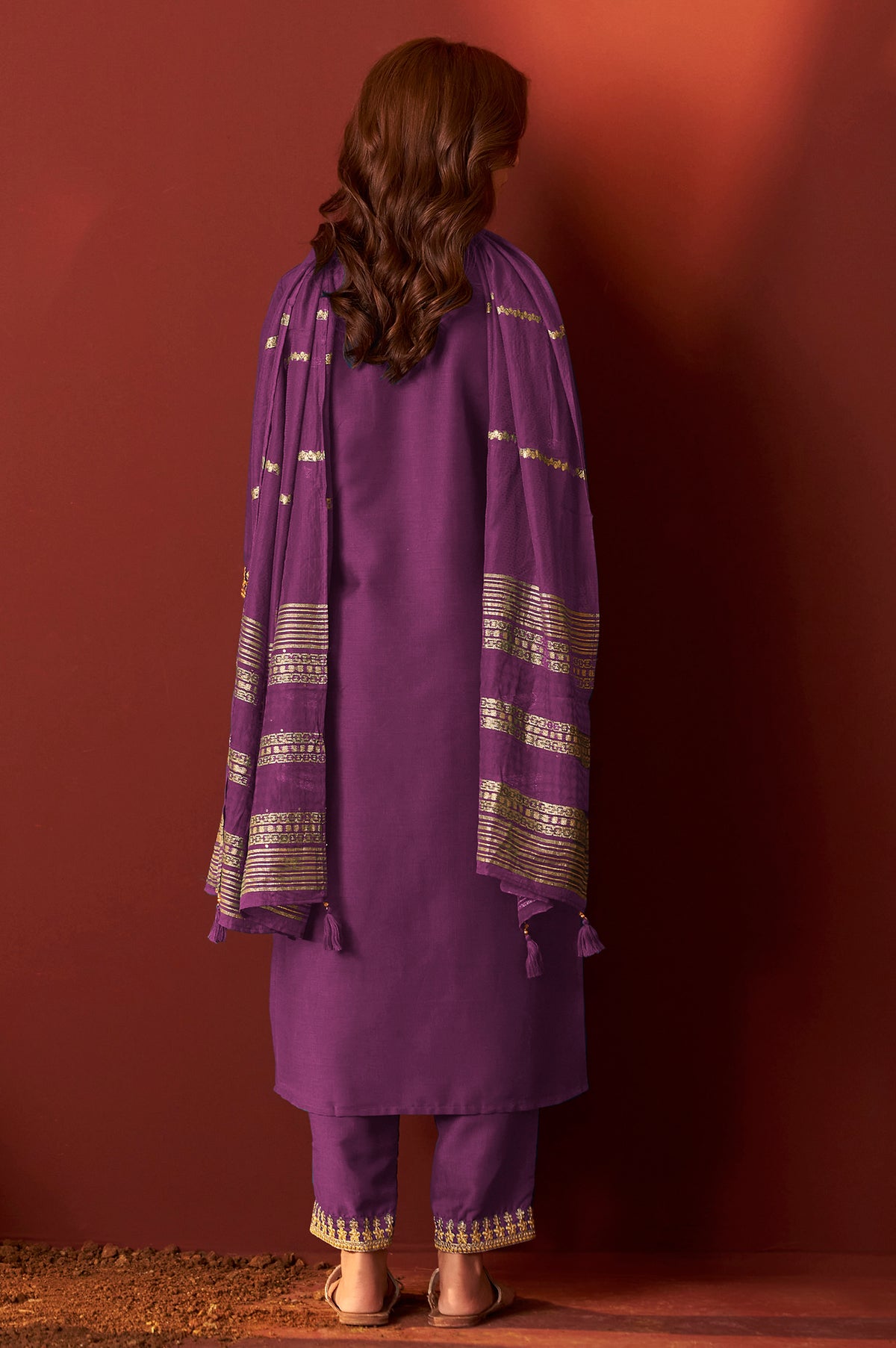 Royal Purple Embroidered Kurta Set with Dupatta
