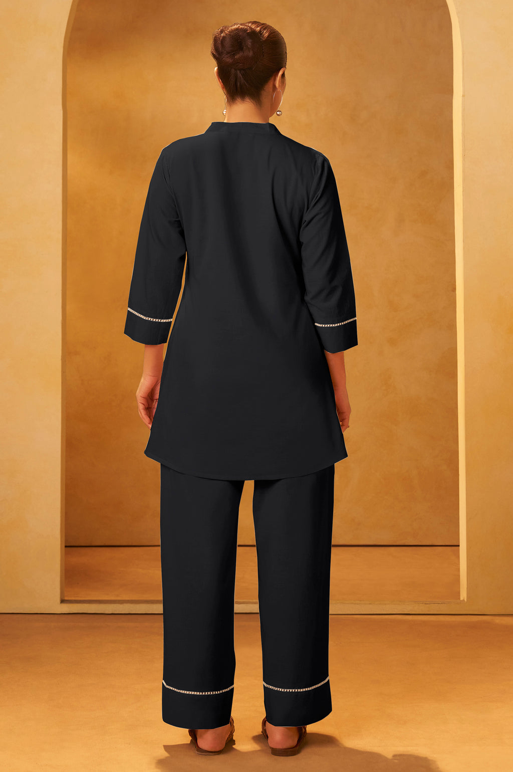 Black Embroidered Cotton Co-Ord Set