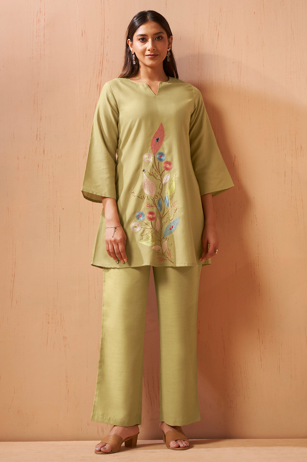 Emerald Green Mirror Work Co-Ord Set