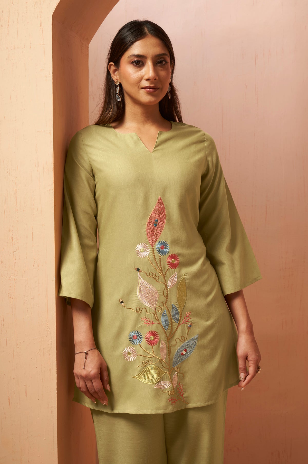 Emerald Green Mirror Work Co-Ord Set