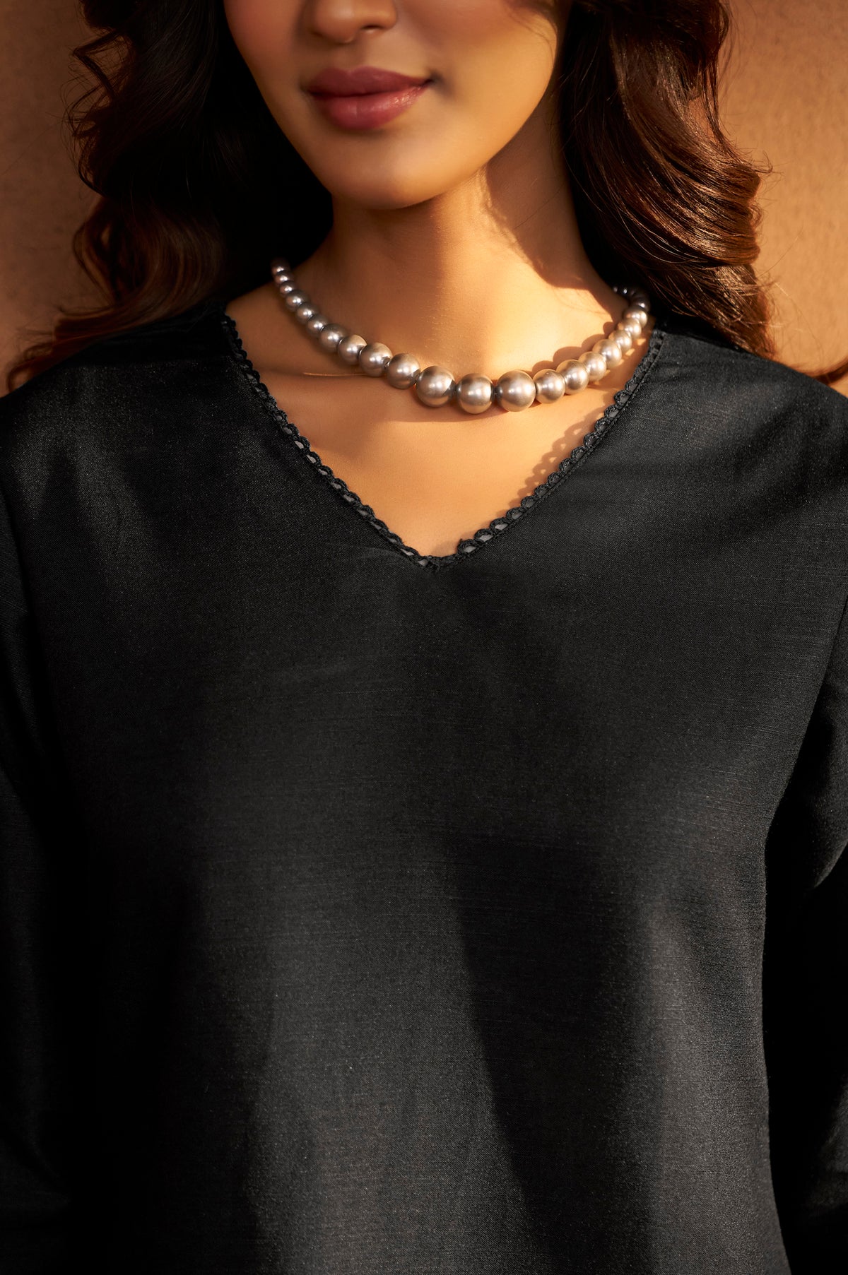 Black Embroidered Cotton Kurta Set with Chanderi Dupatta