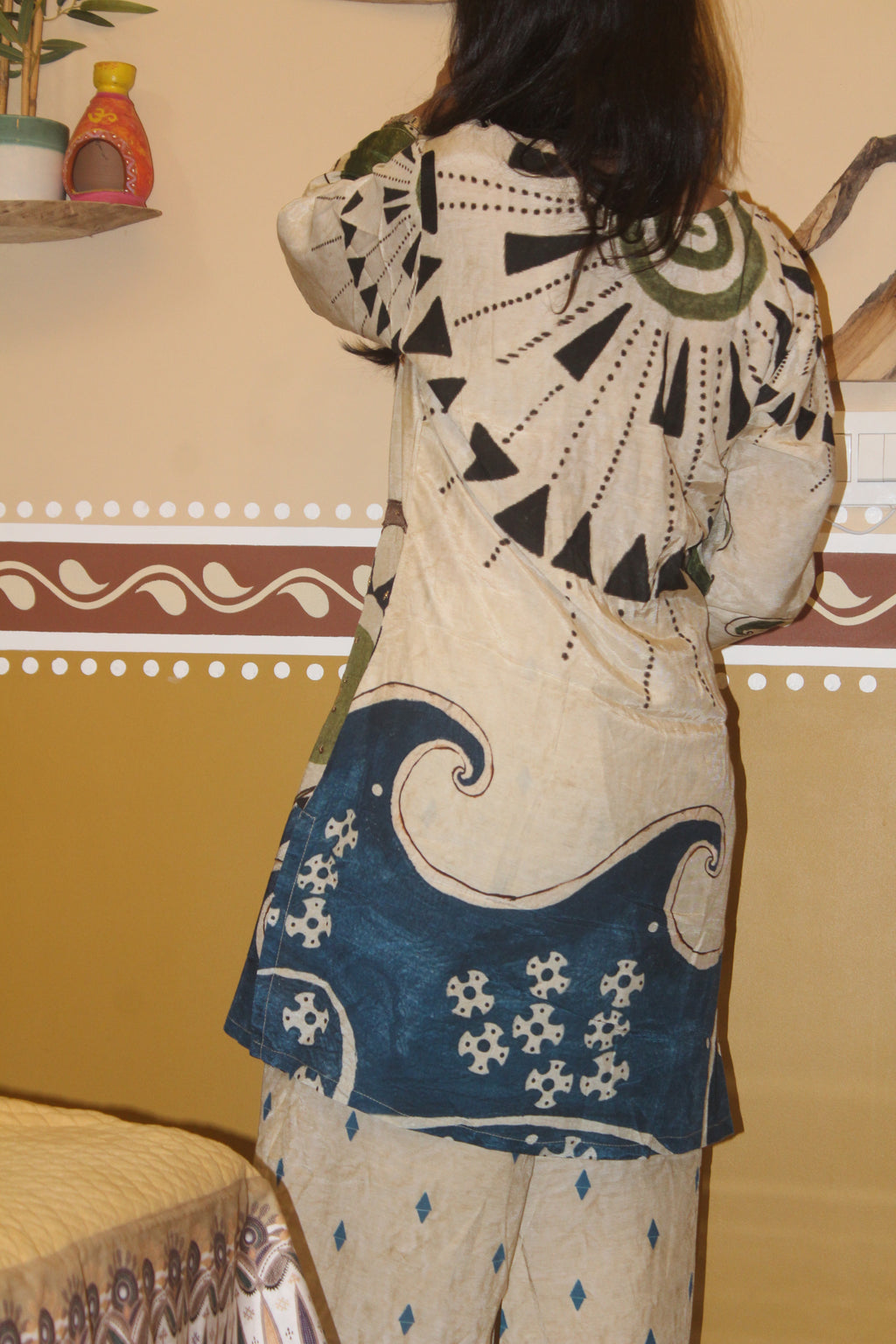 Ivory Ocean Print Viscose Crepe Co-ord Set
