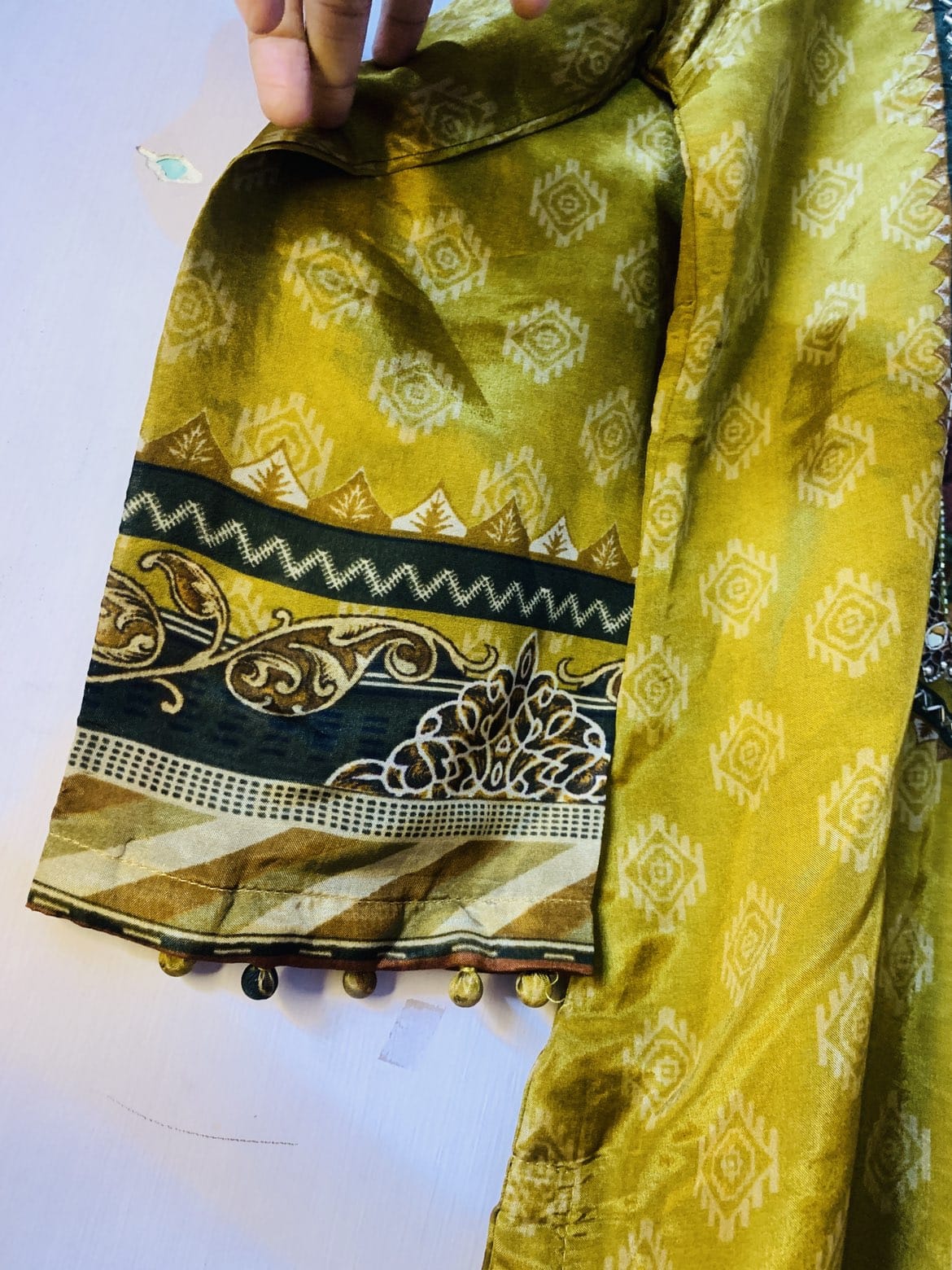 Mustard Floral Printed Crepe Kurta Set with Dupatta
