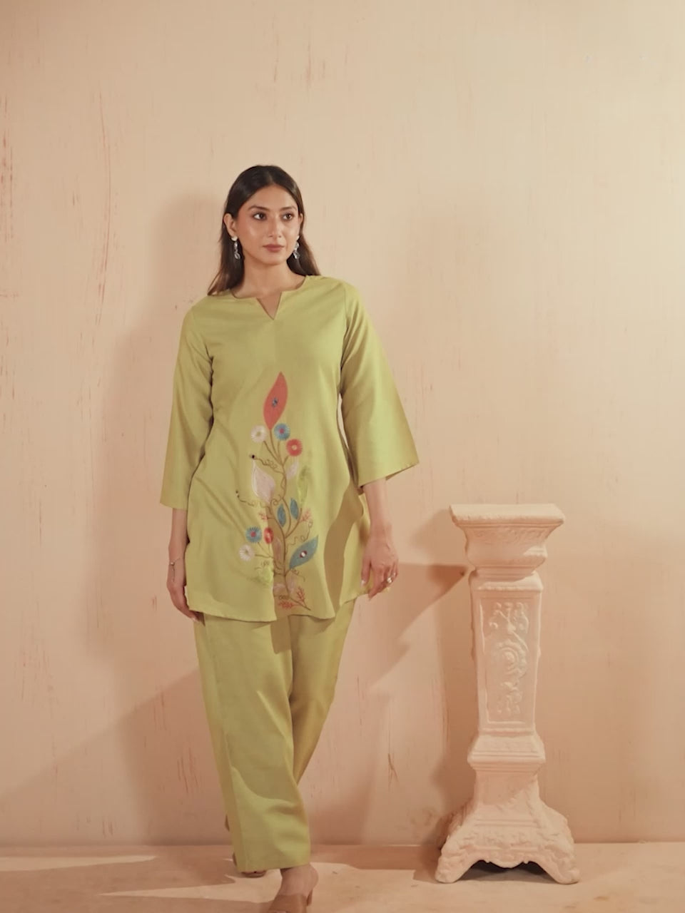 Emerald Green Mirror Work Co-Ord Set
