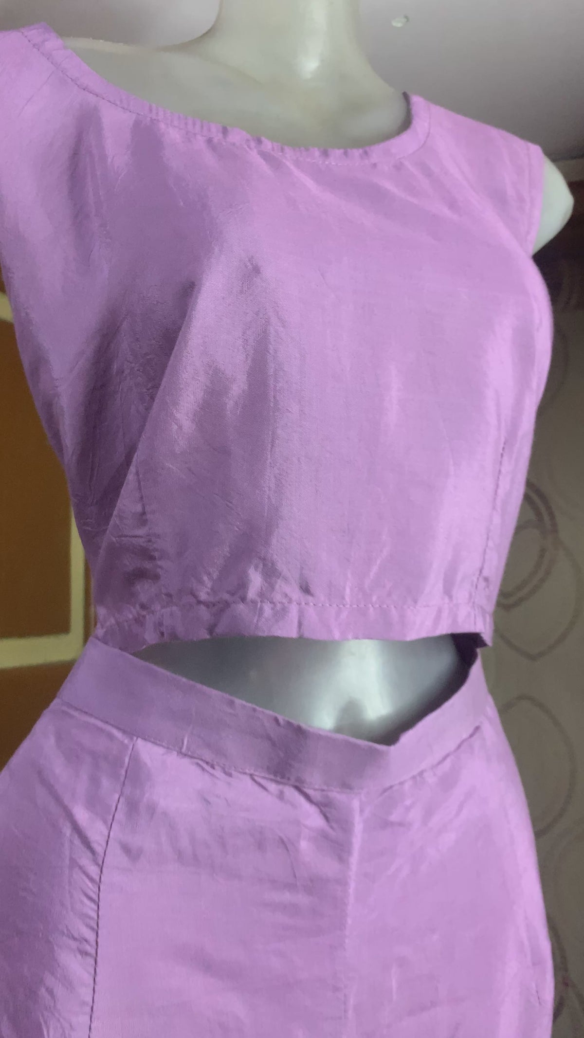 Lavender Hand-Embroidered Georgette Indo-Western Kaftan Set