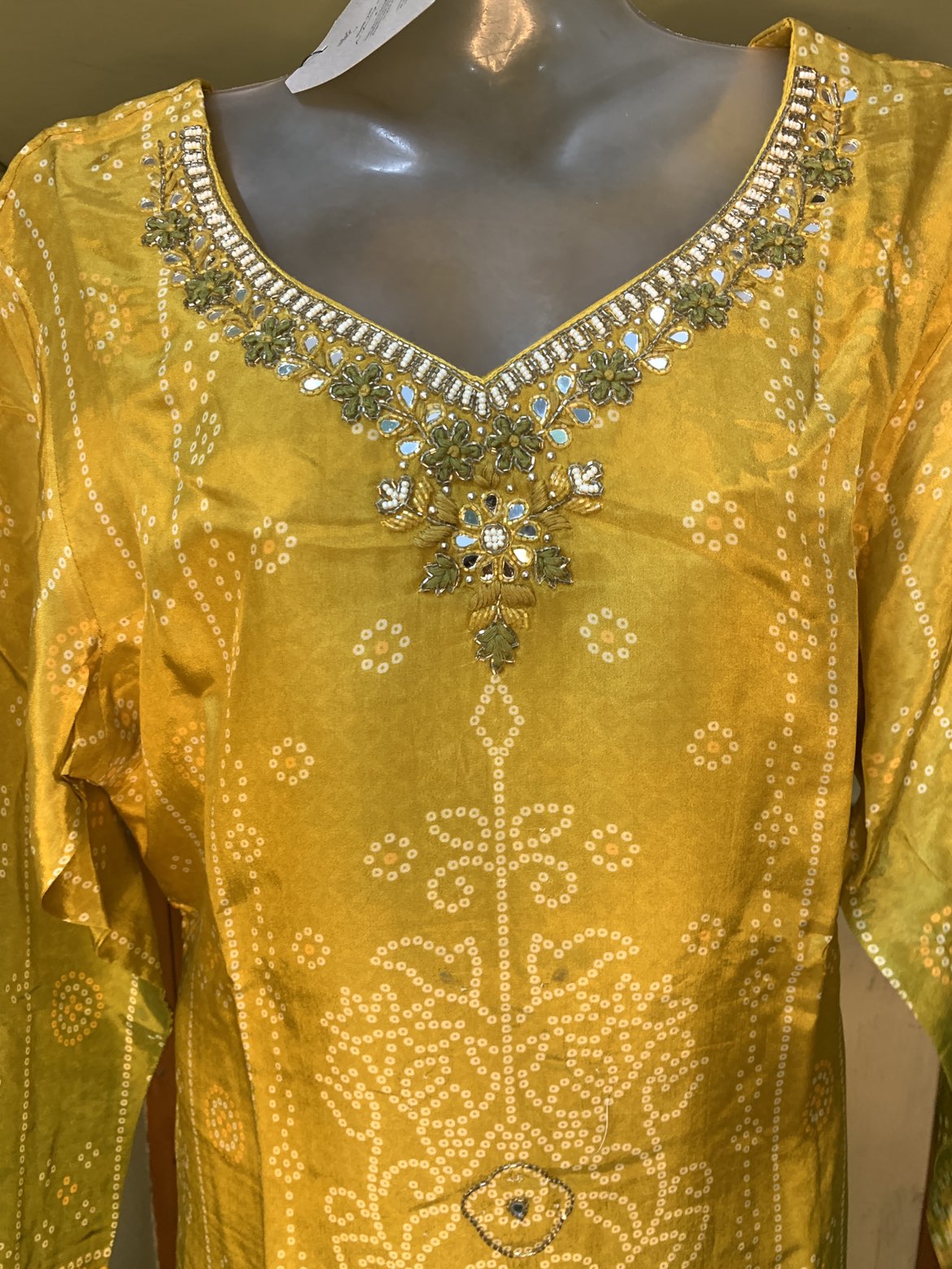 Mustard Yellow Bandhani Printed Modal Satin Co-Ord Set
