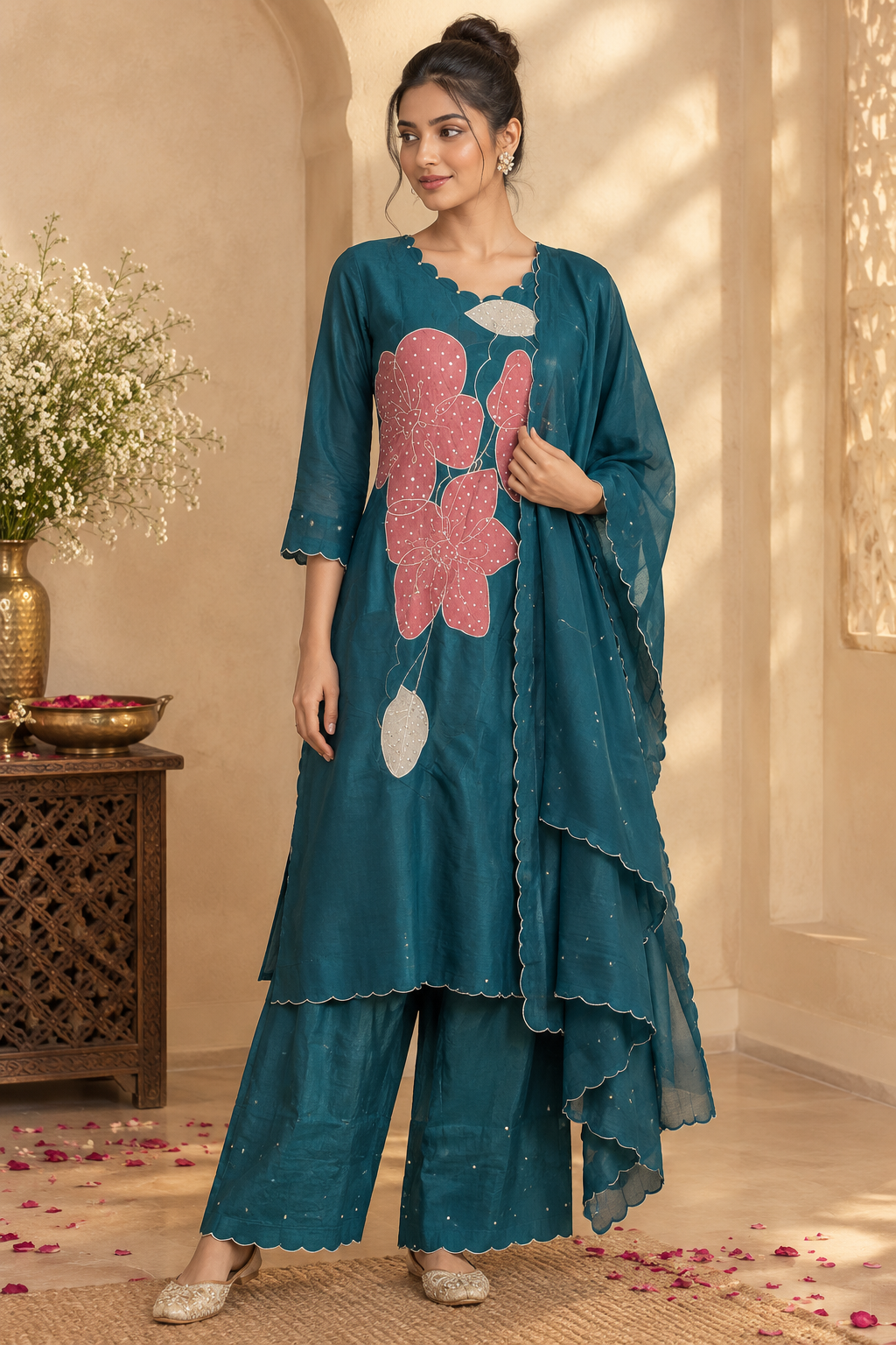 Morni Blue Chanderi Silk Luxury Kurta Set