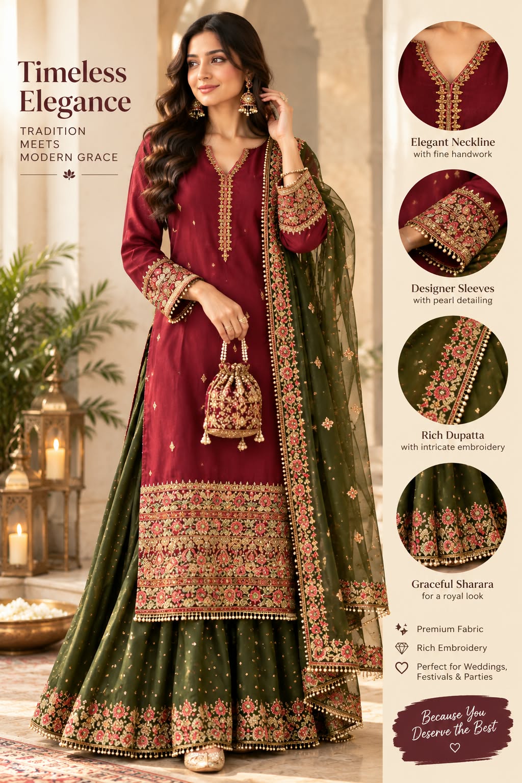 Elegance Roman Silk & Heritage Gajji Silk Suit Set