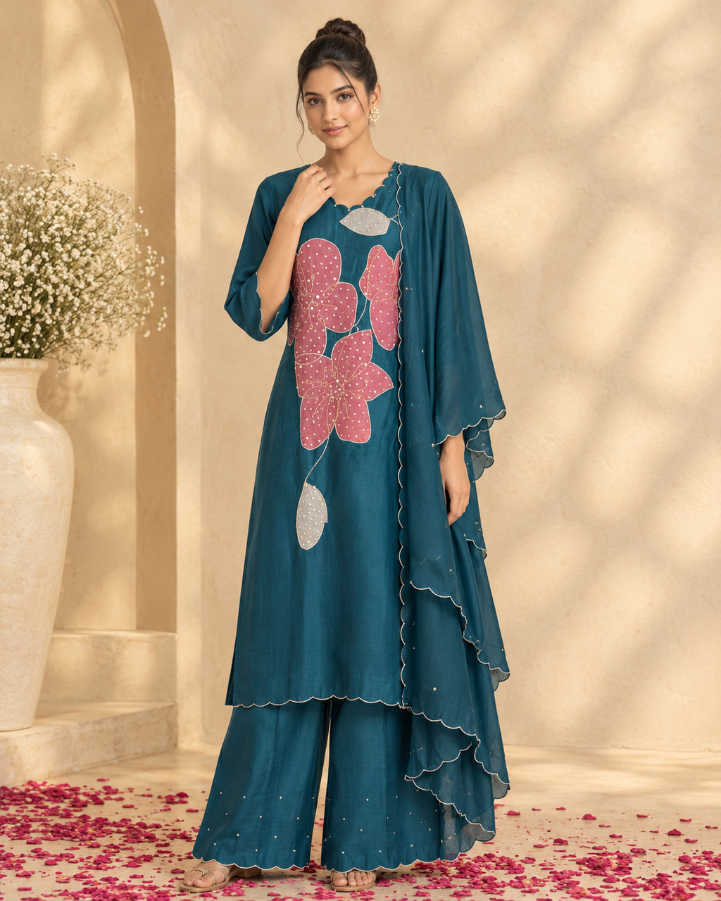 Morni Blue Chanderi Silk Luxury Kurta Set