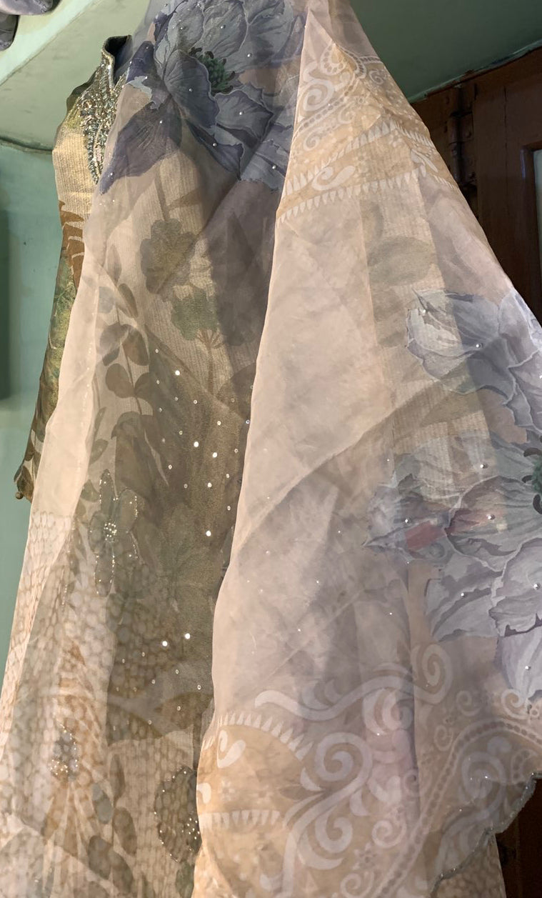 Earthy Botanica Embroidered Chanderi Silk Suit Set